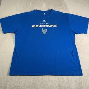 Dallas Mavericks Shirt Mens 2XL Blue NBA Basketball Adidas Short Sleeve Cotton